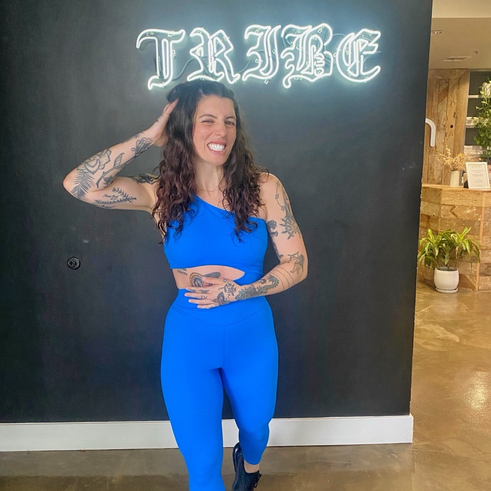 Free people movement- Blue Athletic onesie cut out